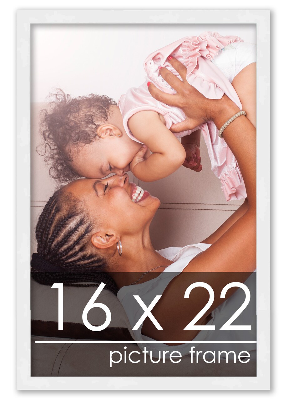 16x22 Solid Wood Picture Frame with UV-Resistant Acrylic & Acid-Free Backing, Available in 6 Finishes: Matte Black, Matte White, Metallic Bronze, Silver, Natural Wood Grain & Mahogany
